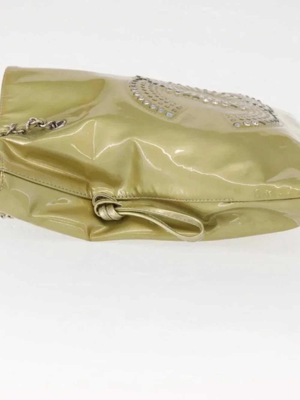 CHANEL COCO Mark Chain Shoulder Bag Patent leather Gold CC Auth 152287